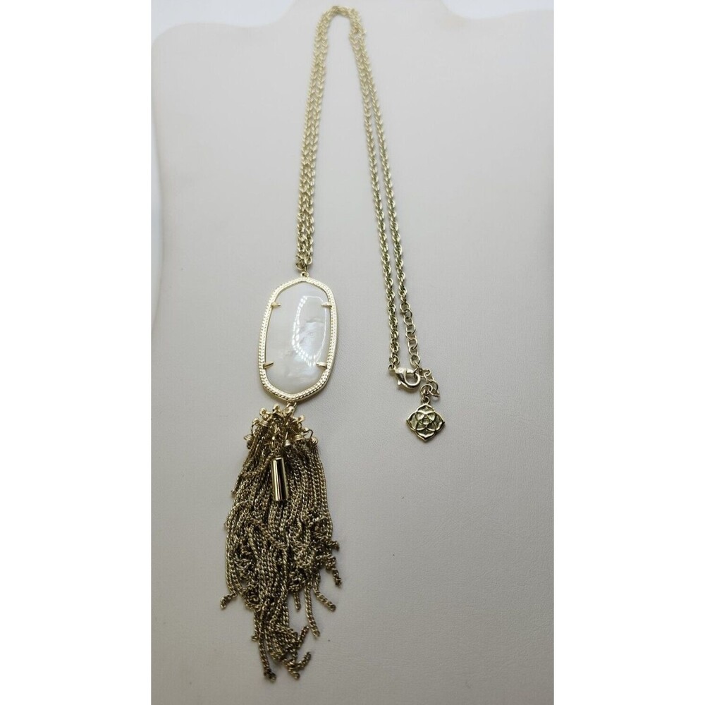 Kendra Scott RAYNE 30" Necklace~Mother of Pearl Pendant Tassel 14kt Gold Plate